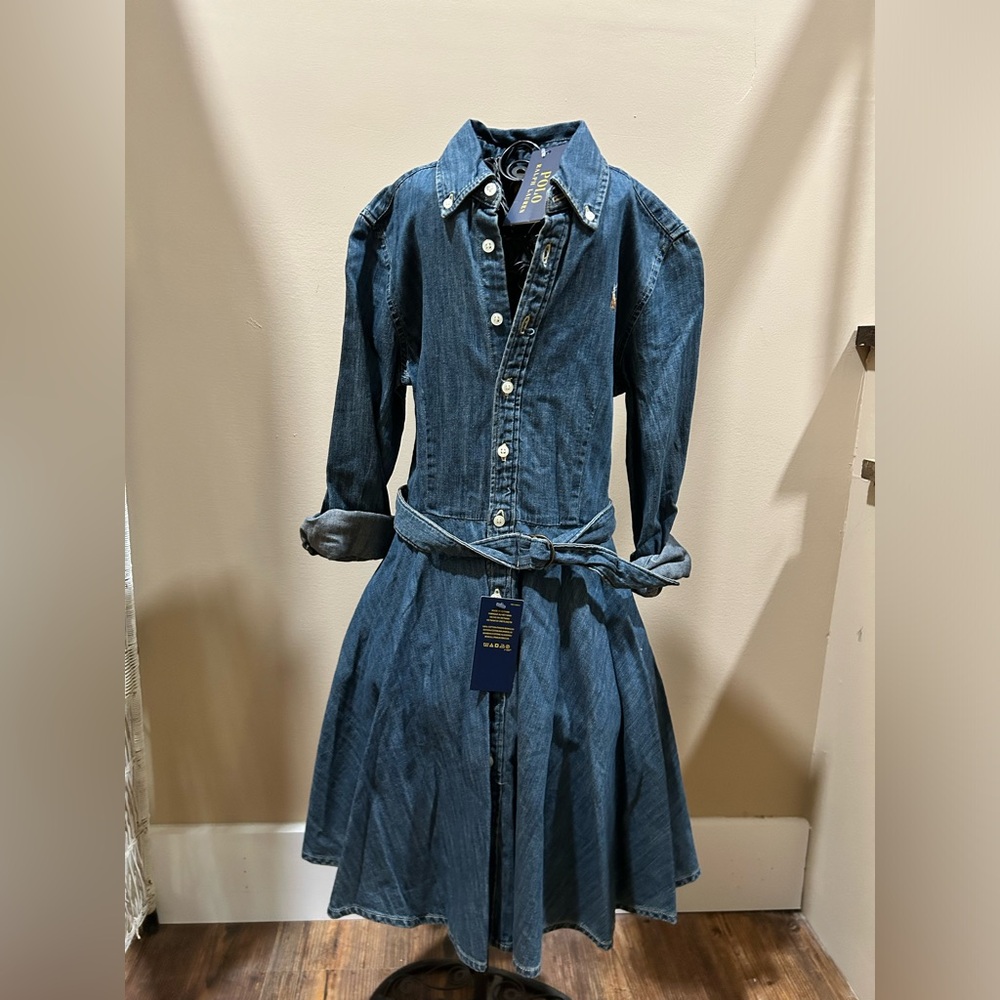 NWTS! Ralph Lauren POLO girls sz 10  Blue Denim Kids Jacket Dress